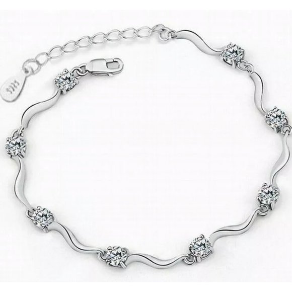 White Crystal 925 Silver Bracelet JB01 - Picture 5 of 5